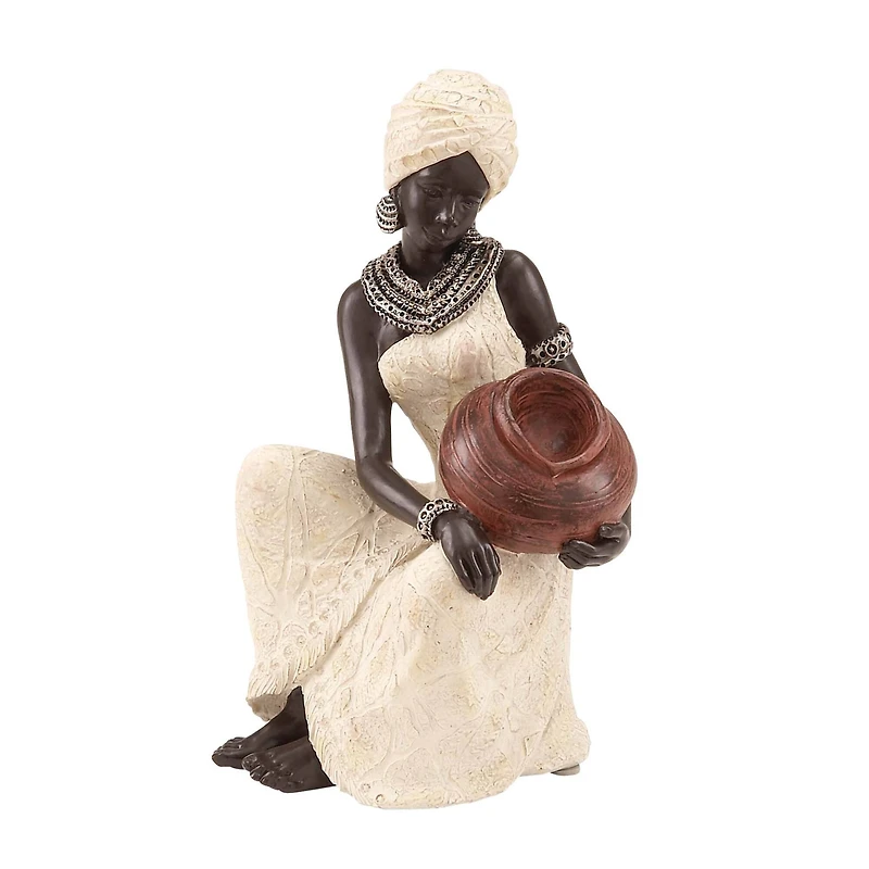 10" Woman with Pot Sculpture