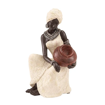 10" Woman with Pot Sculpture