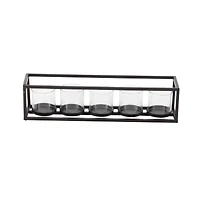 22" Black Iron Contemporary 5 Candlestick Holder