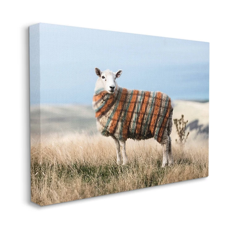 Stupell Industries Sweater Weather Sheep Animal Farm Plaid Canvas Wall Art