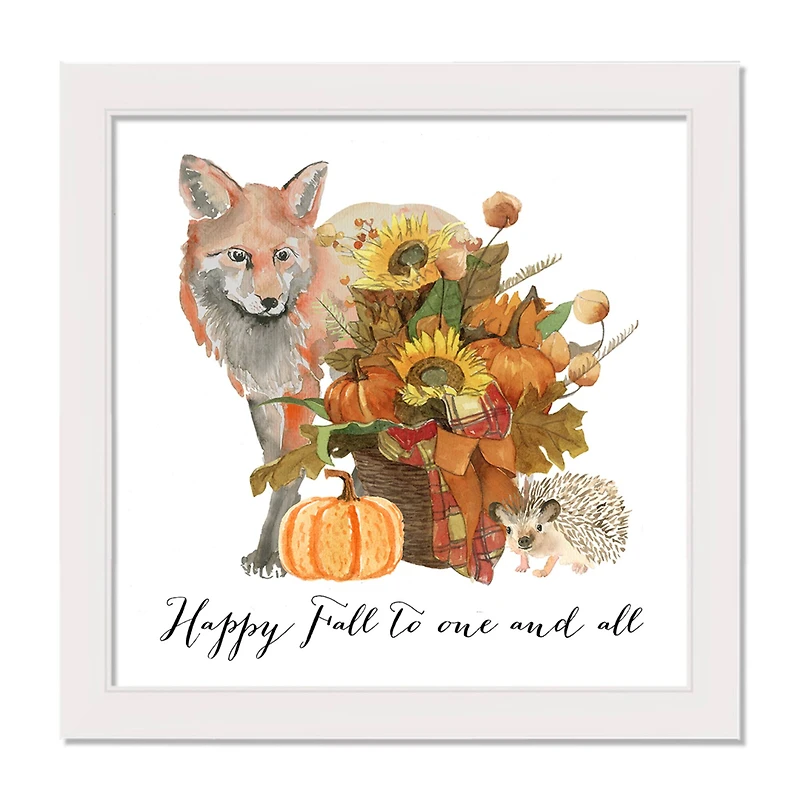 Fall Animals White Framed Print