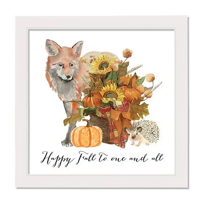 Fall Animals White Framed Print