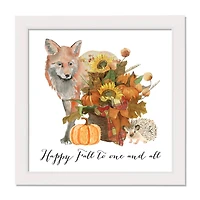 Fall Animals White Framed Print