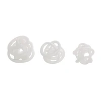 White Iridescent Knotted Glass Ball Sculpture Set