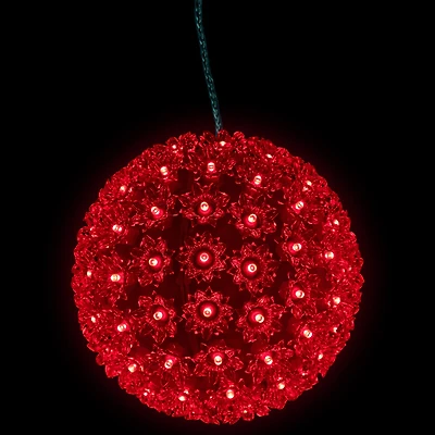 LED Lighted Starlight Sphere Hanging Outdoor Christmas Decoration- 7.5" - Red Lights