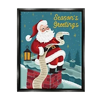 Stupell Industries Season's Greetings Santa's List Chimney Framed Floater Canvas Wall Art