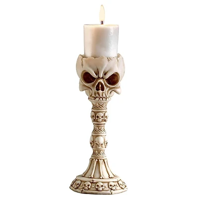 Design Toscano Skullduggery Skull & Sculptural Candlestick