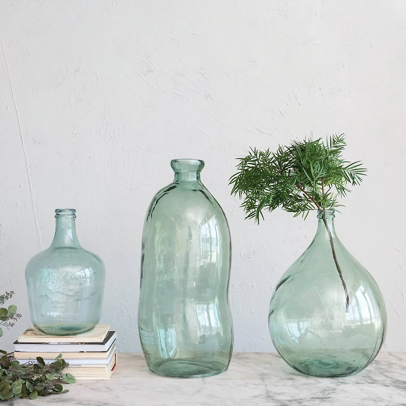 Hello Honey® 16.5" Clear Embossed Reclaimed Glass Olive Oil Bottle