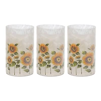 8" Glass Sunflower Candle Holder Set