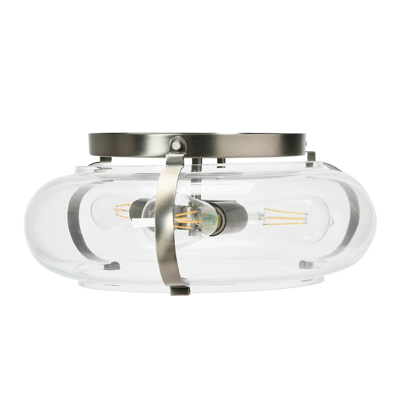 Hello Honey® Robert Stevenson Lighting Alston 16" Antique Nickel Glass & Metal Flush Mount Ceiling Light
