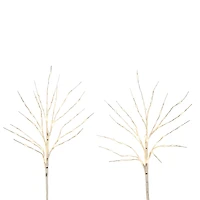 2 Pack 24in. Pre-Lit Artificial White Birch Branches, Warm White LED Lights