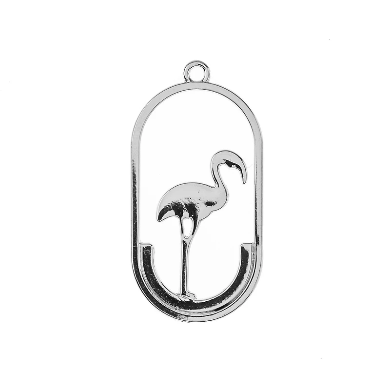 John Bead Silver Flamingo Pendants, 4ct.