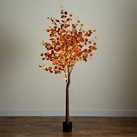 7ft. Pre-Lit Grand Autumn Eucalyptus Artificial Fall Tree with 420 Warm White LED Lights