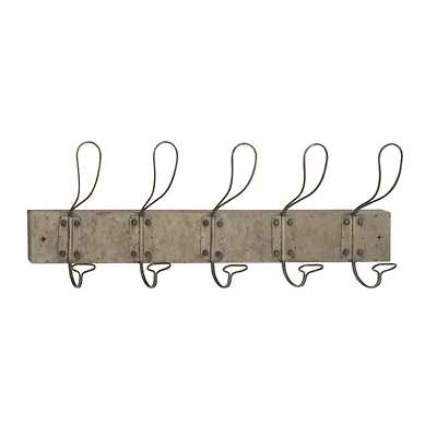 Gray Metal Vintage Wall Hook, 11" x 30" x 4"