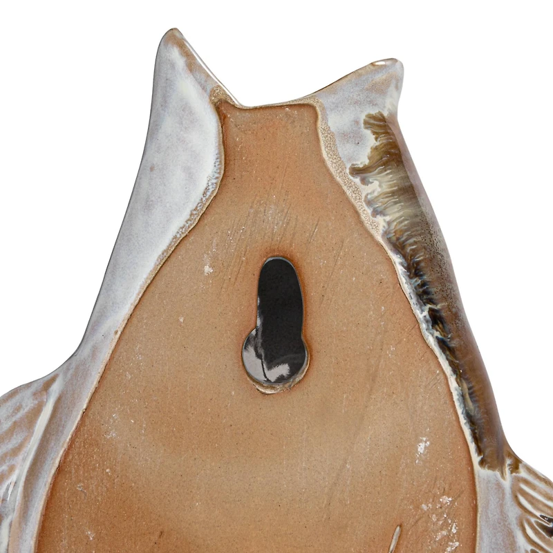 Hello Honey® 11.75" White & Tan Reactive Glaze Stoneware Fish Shaped Wall Vase