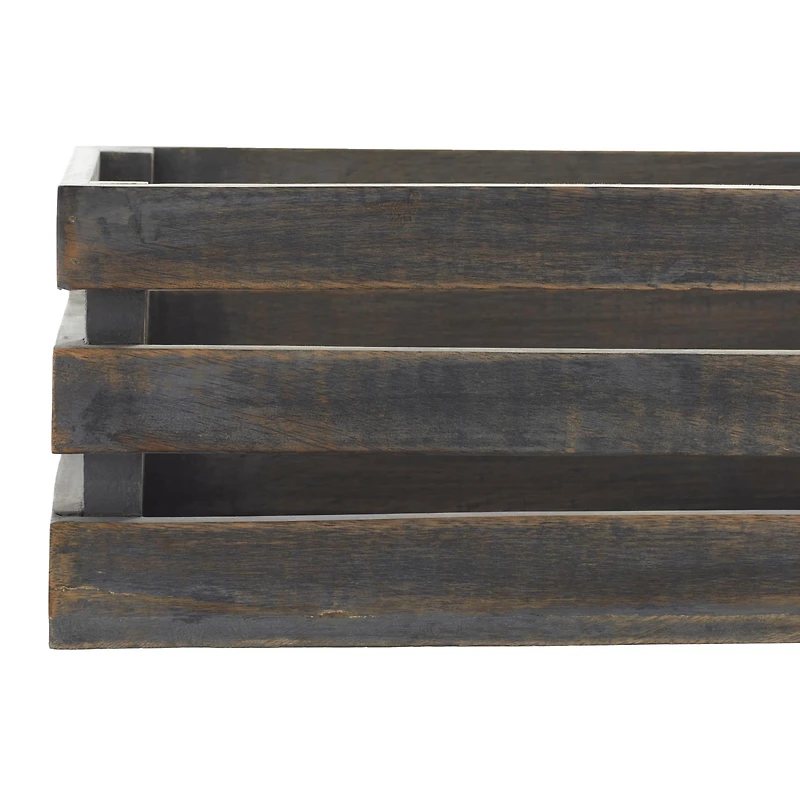 Brown Mango Wood Farmhouse Tray Set