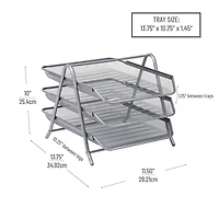 Mind Reader Network Collection Silver Metal Mesh 3-Tier Paper Tray