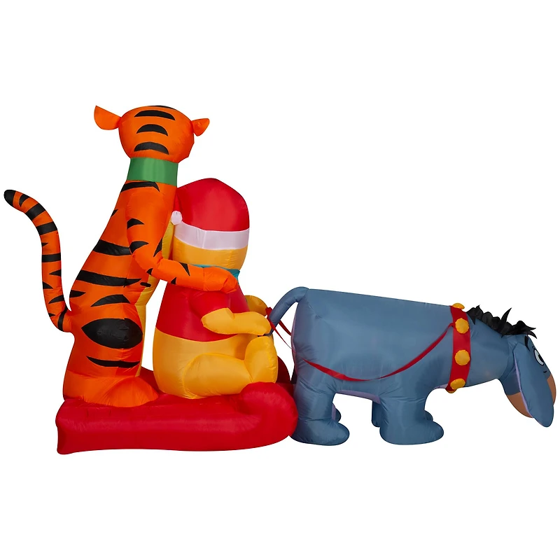 8ft. Airblown Inflatable Christmas Winnie the Pooh in Sledding Scene with Pooh, Eeyore & Tigger