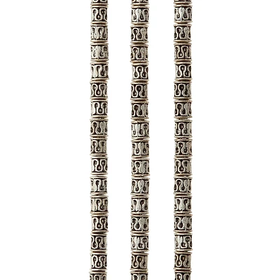 Sterling Silver Plated Snake Design Tube Beads, 6mm by Bead Landing™
