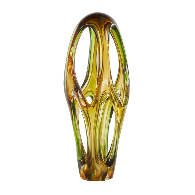 21" Orange Glass Abstract Ombre Cutout Sculpture