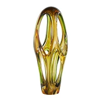 21" Orange Glass Abstract Ombre Cutout Sculpture