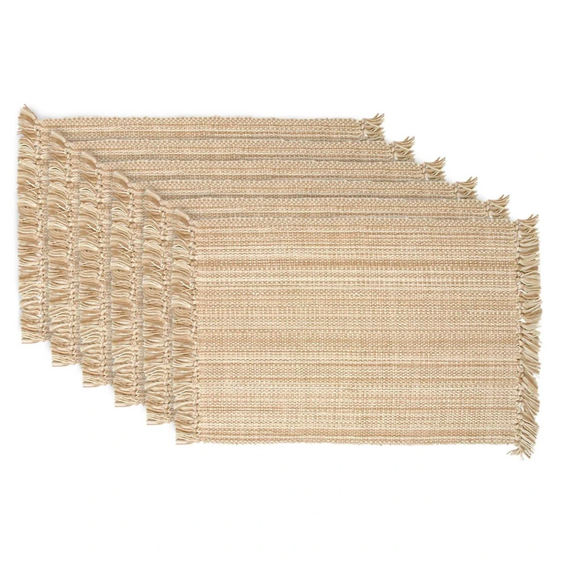 DII® Variegated Taupe Fringe Placemats, 6ct.