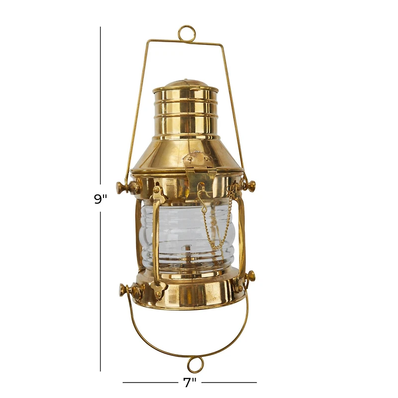 9" Gold Brass Candle Lantern