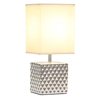 Simple Designs 12" Petite Hammered Chrome Square Table Lamp