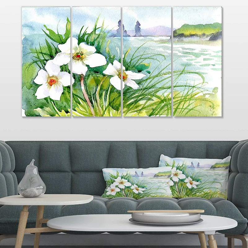 Designart - Blooming Flowers on Summer River