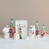 Hello Honey® 4" Hand-Painted Stoneware Mug with Holiday Icon Shaped Handle Set