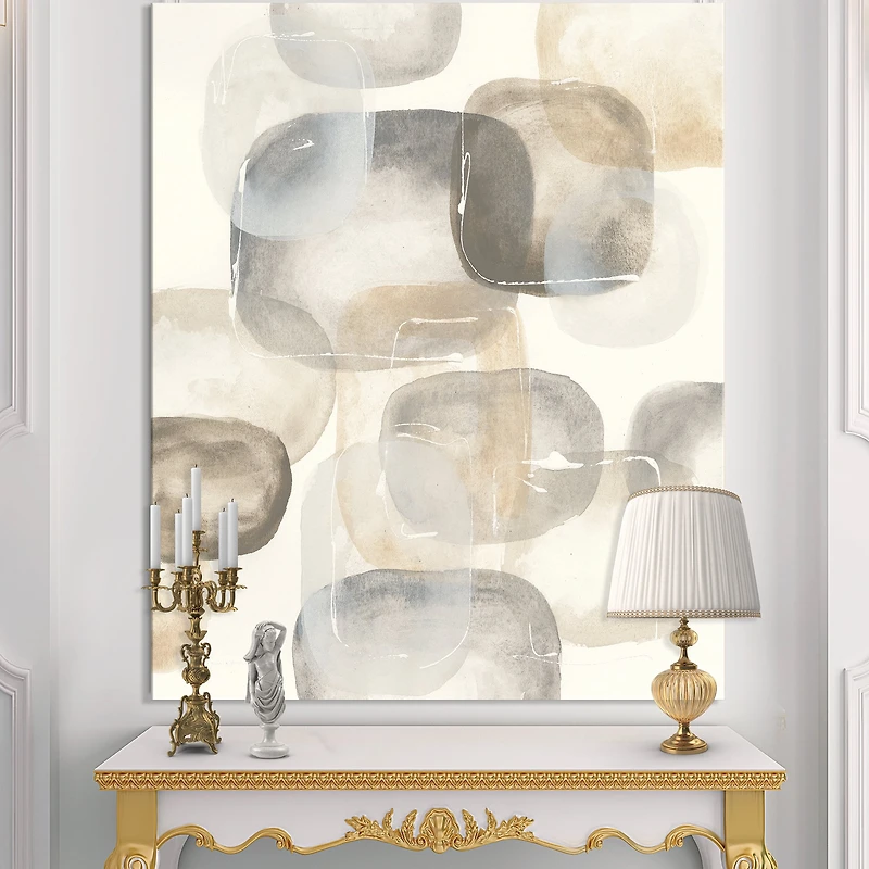 Designart - Neutral Oval Grey Stones II