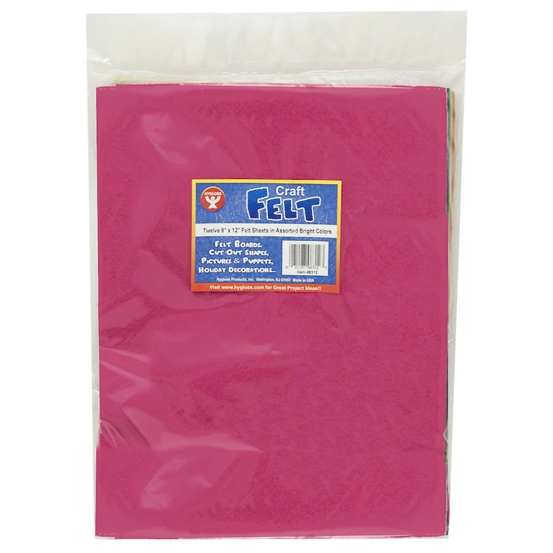 Hygloss® 9" x 12" Craft Felt, 3 Packs of 12