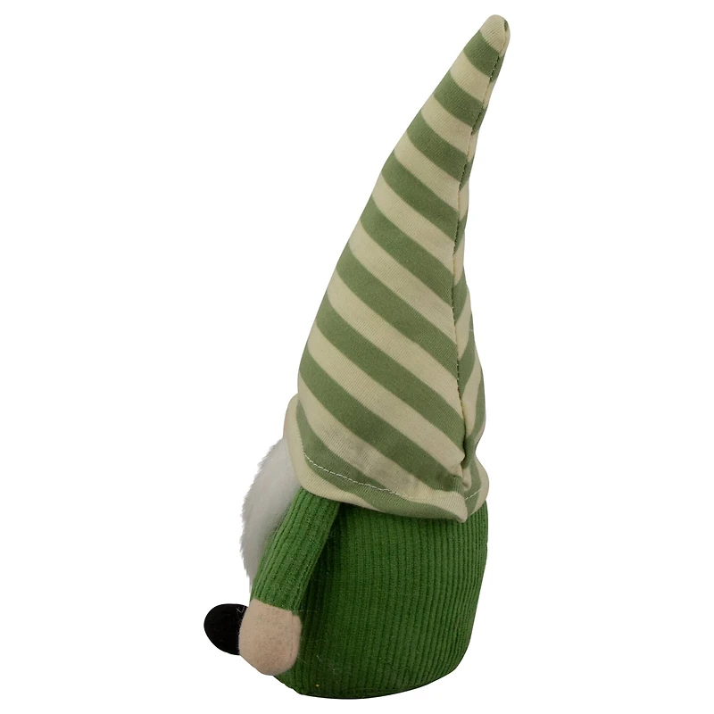 9" Green Striped Hat Boy Springtime Gnome