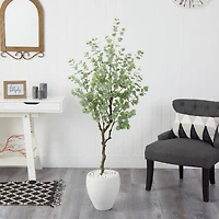 5ft. Eucalyptus Artificial Tree in White Planter
