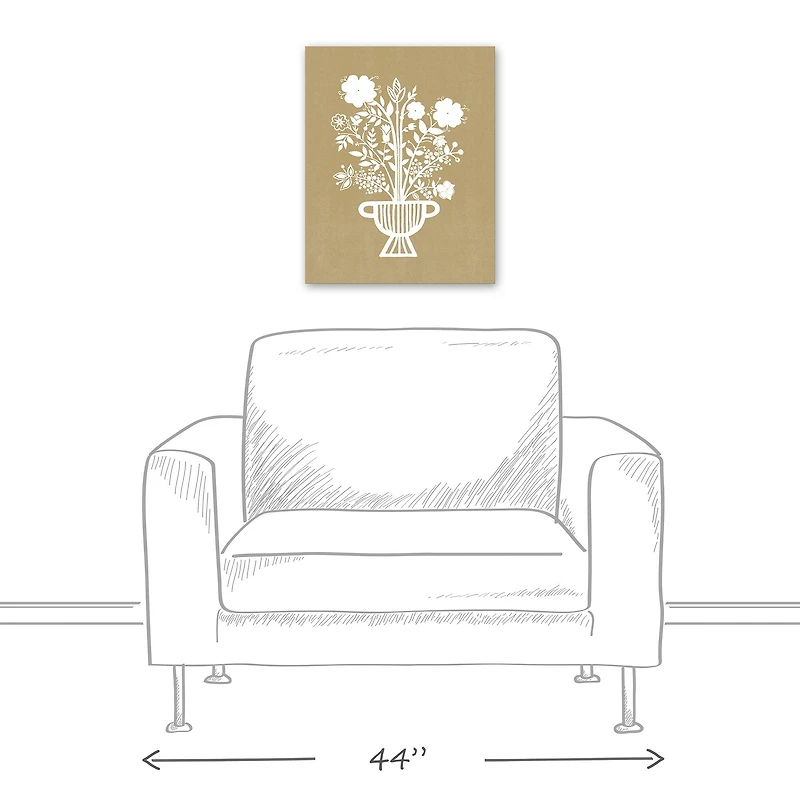 White Mod Flower Vase Canvas Wall Art