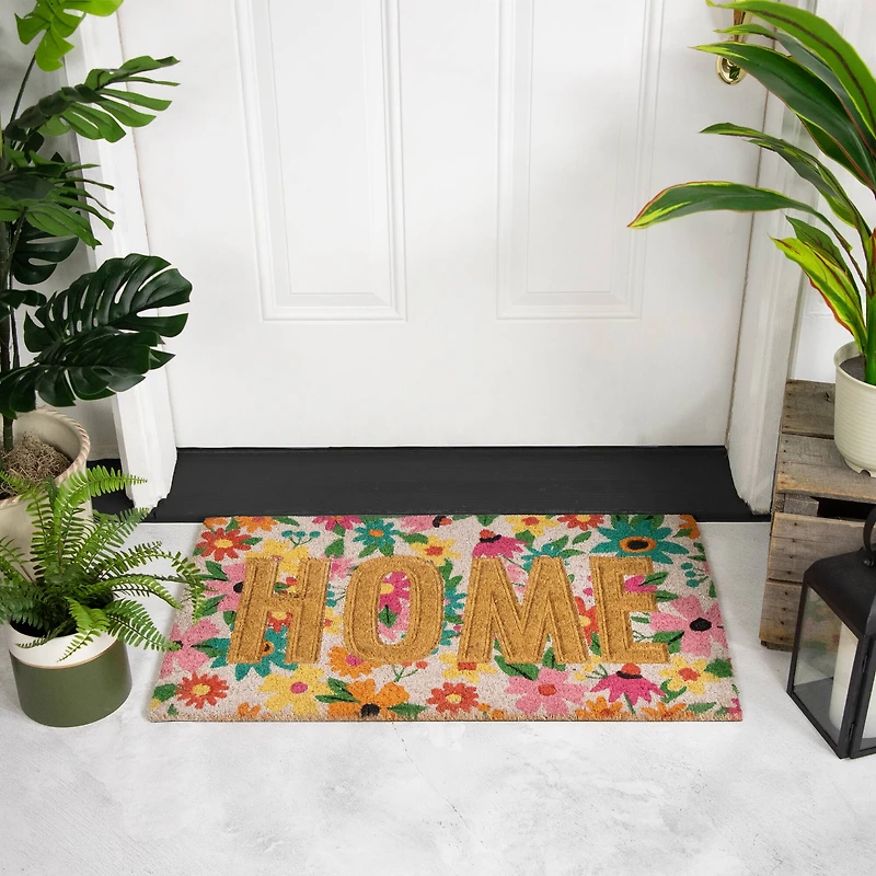 Pink & Orange Floral Home Doormat