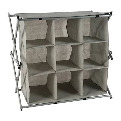 Simplify Gray 9-Grid Collapsible Shoe Rack