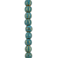 Turquoise Ceramic Round Melon Beads, 10mm by Bead Landing™