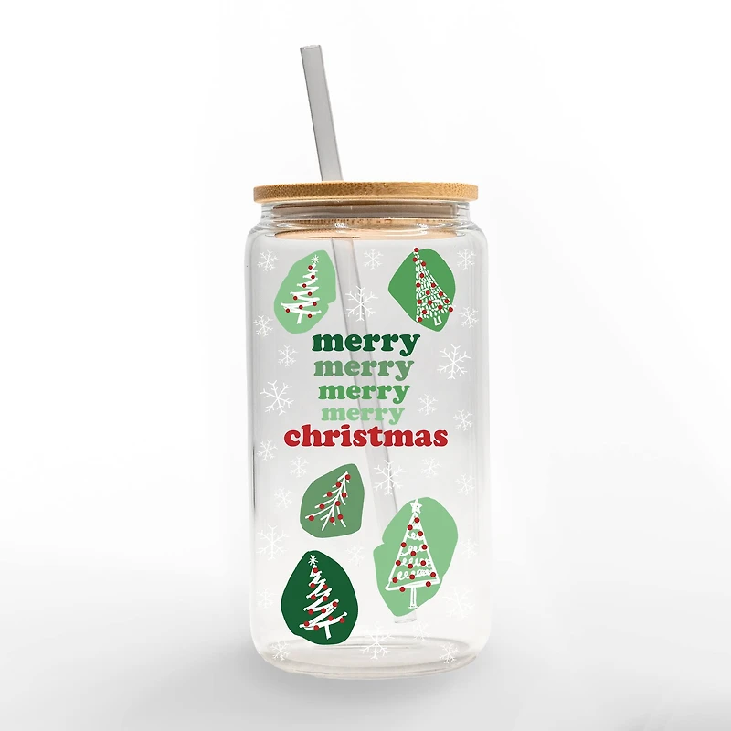 16oz. Merry Merry Merry Glass Can Tumbler