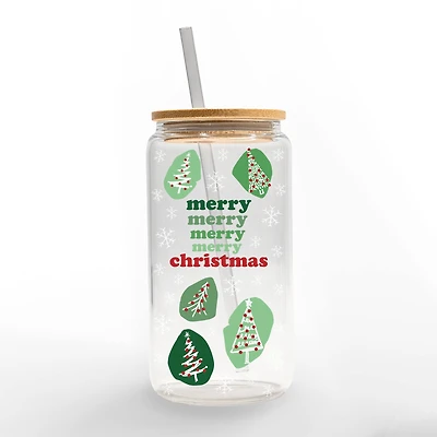 16oz. Merry Merry Merry Glass Can Tumbler