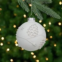 3.5" White & Silver Leaves Glass Onion Ornament