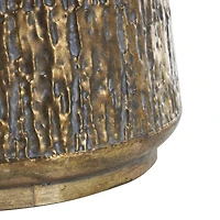 Brass Metal Textured Planter with Ring Handles Set