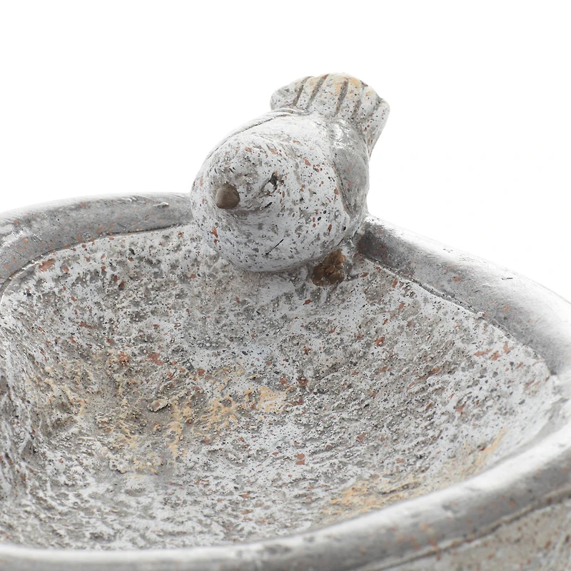 15" Gray Polystone Country Birds Garden Sculpture