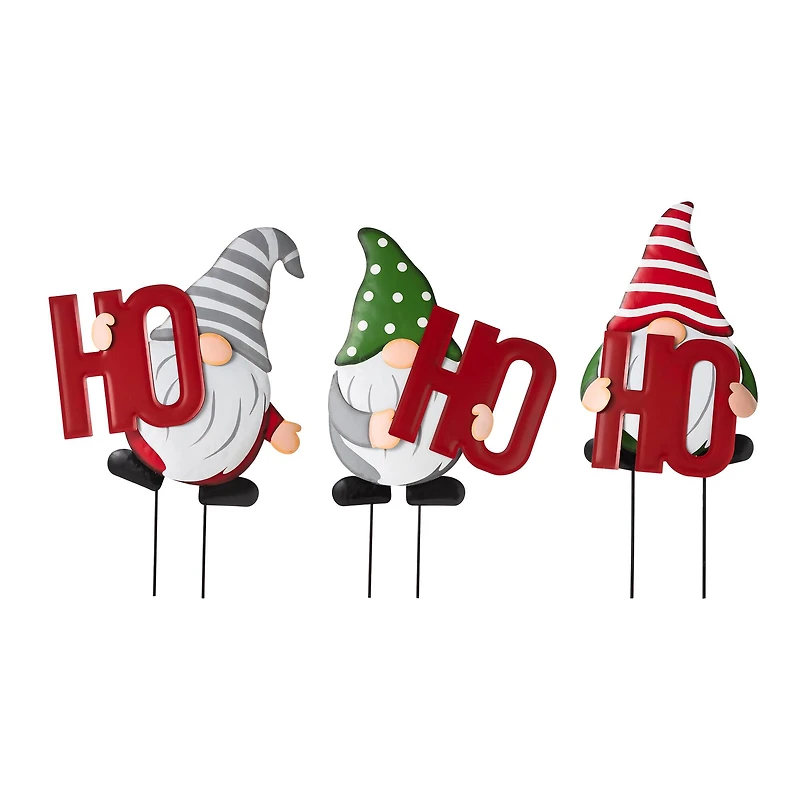 Glitzhome® 51" Metal Ho Ho Ho Gnome Yard Stake