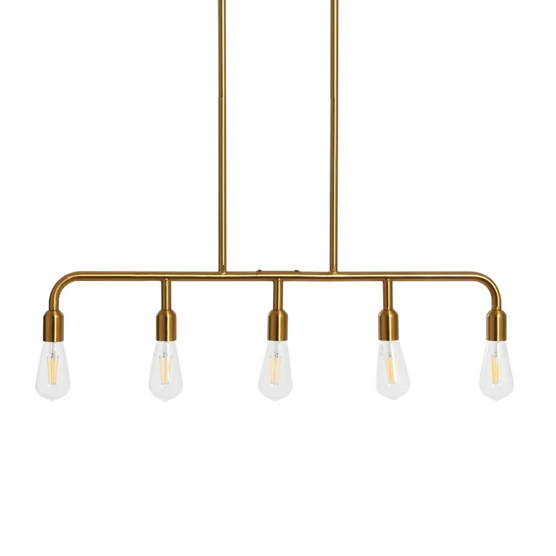 Hello Honey® Robert Stevenson Lighting Benson Exposed Bulb Metal 5-Light Linear Chandelier