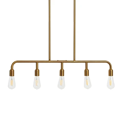 Hello Honey® Robert Stevenson Lighting Benson Exposed Bulb Metal 5-Light Linear Chandelier