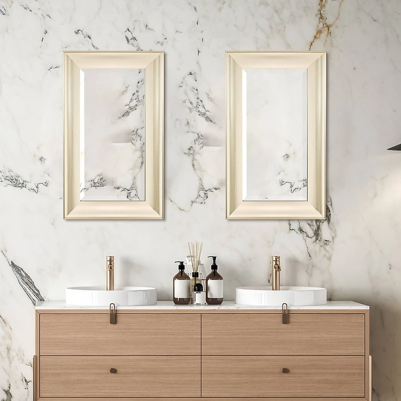 Head West 29.5" Traditional Brushed Nickel Framed Wall Vanity Mirror