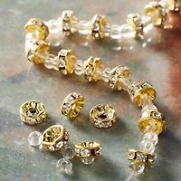 12 Pack: Gold Studded Rhinestone Beads, 8mm by Bead Landing™