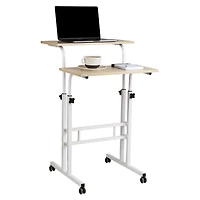 Mind Reader Woodland Collection White Adjustable Mobile Sit & Stand Laptop Desk