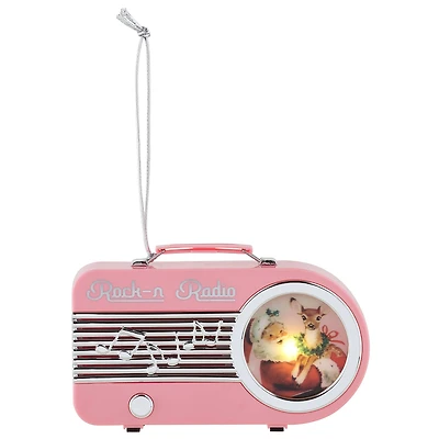 Miniature Pink Vintage Radio Ornament
